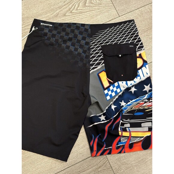 Hurley x Nascar Mens Board Shorts Phantom Racetrack Swim Size 36 Black - Picture 8 of 9
